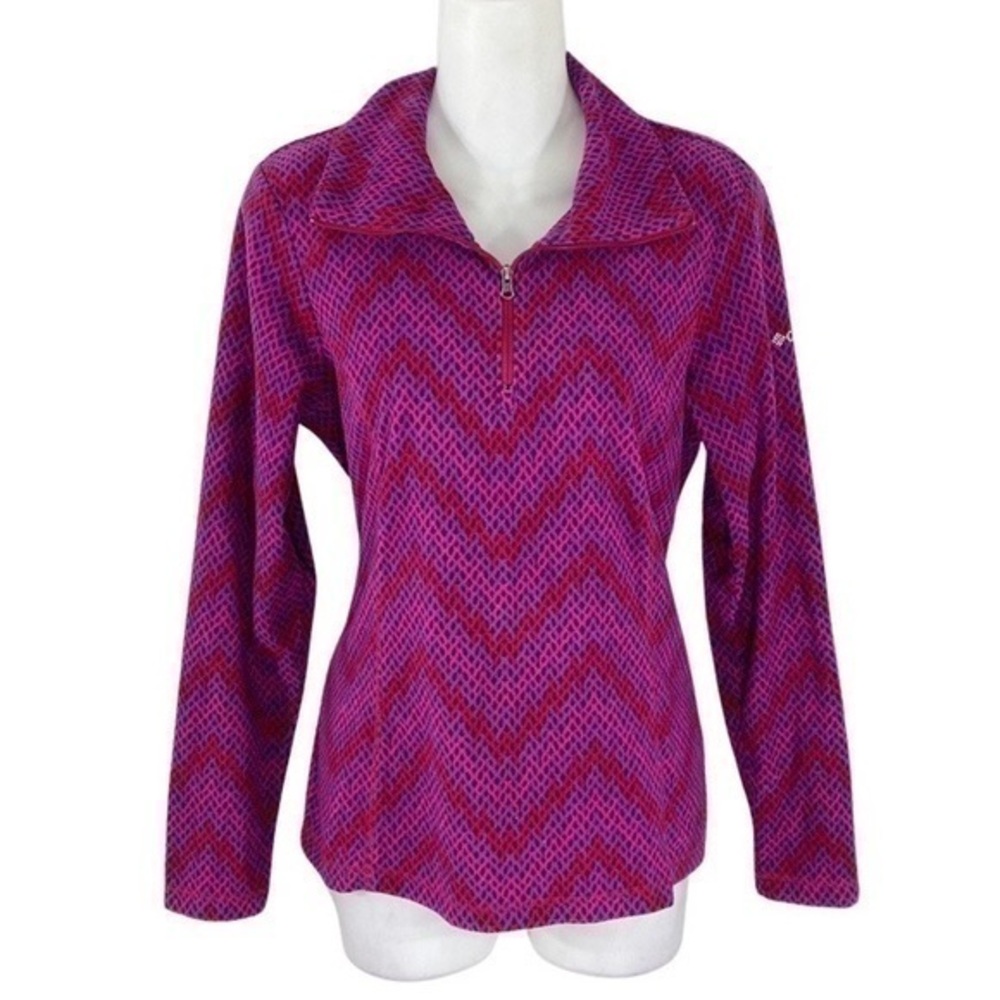 Columbia Sportswear Company purple pink red chevron fleece half zip jacket Small